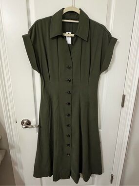 Banana Republic Olive Green Midi Shirt Dress